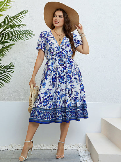 Floral V-Neck Midi Dress by Sophie Laurie