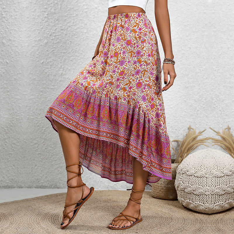 Boho Floral Sophie Laurie A-Line Cotton Skirt