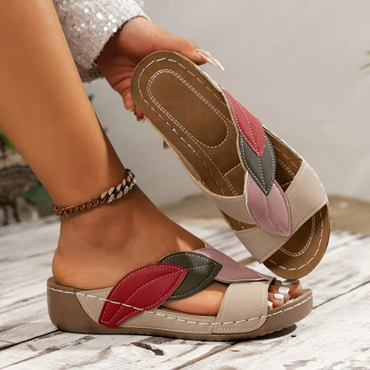 Colorblock Leaf Sandals by Sophie Laurie
