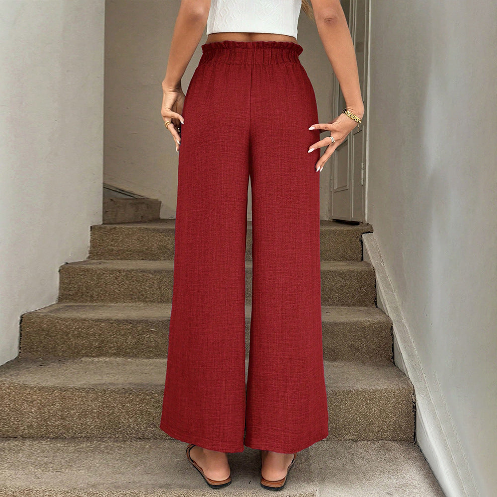 Red Wide-Leg Sophie Laurie Drawstring Pants
