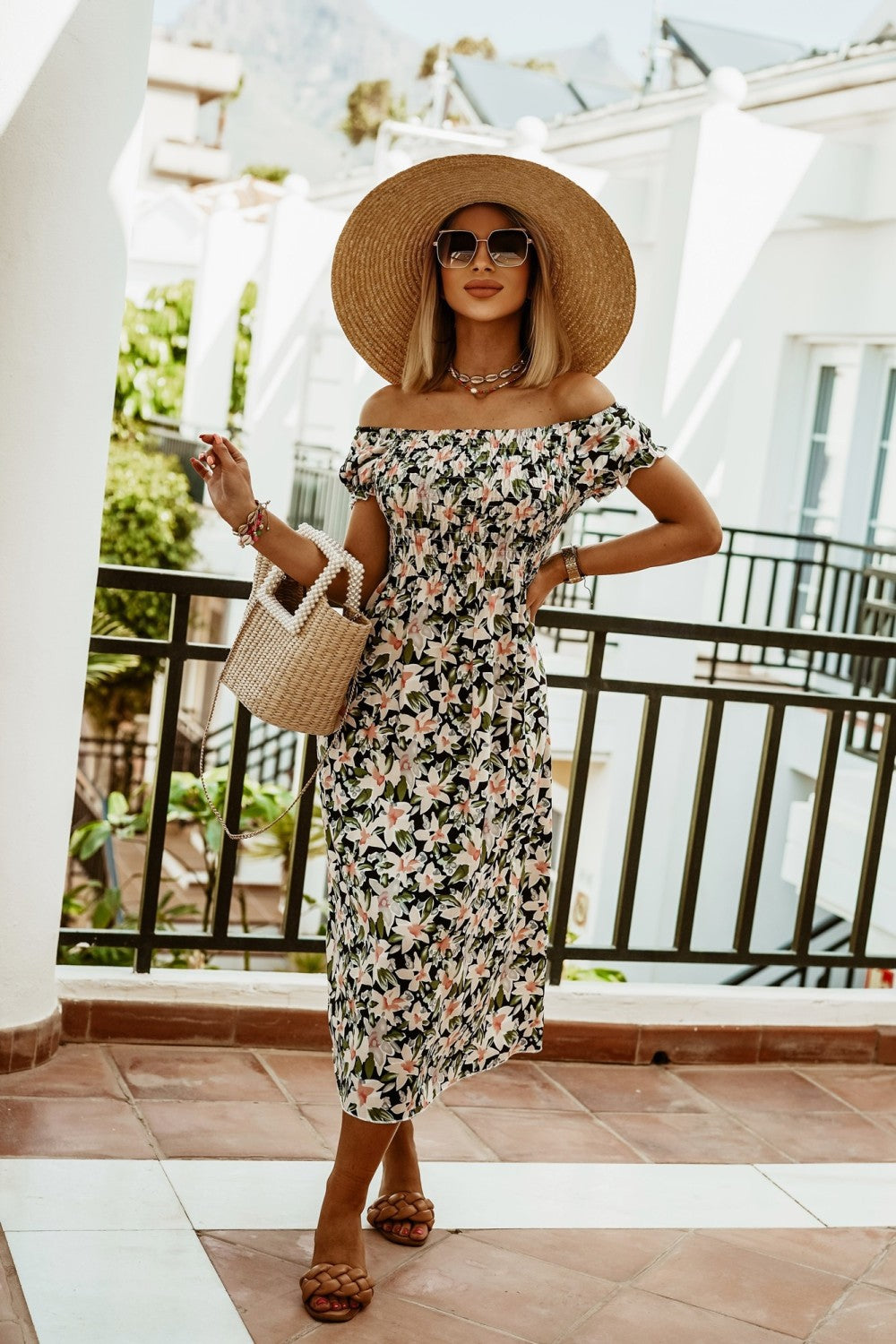 Boho Off Shoulder Sophie Laurie Summer Print Dress
