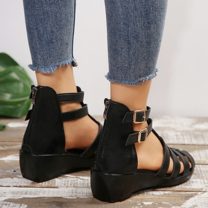 Chic Hollow-Out Wedge Sandals by Sophie Laurie