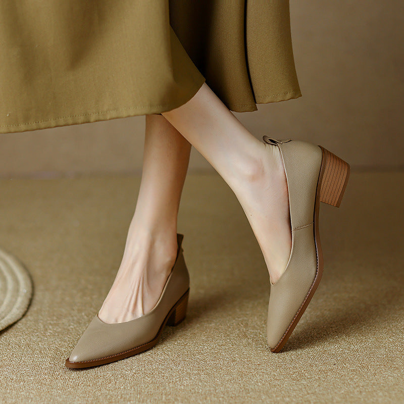 Elegant Sheepskin Low Heels by Sophie Laurie