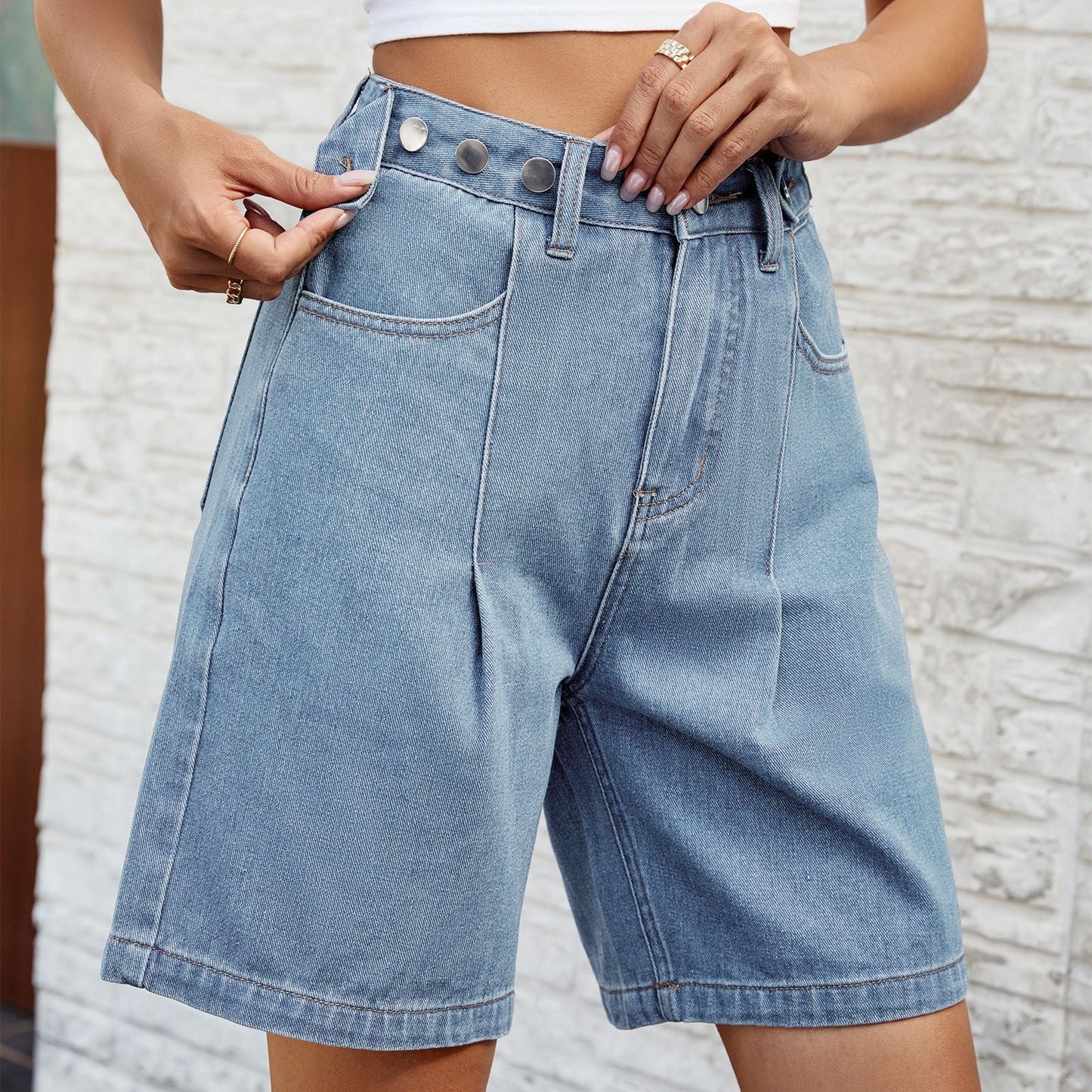 Adjustable Waist Denim Shorts Sophie Laurie Women’s