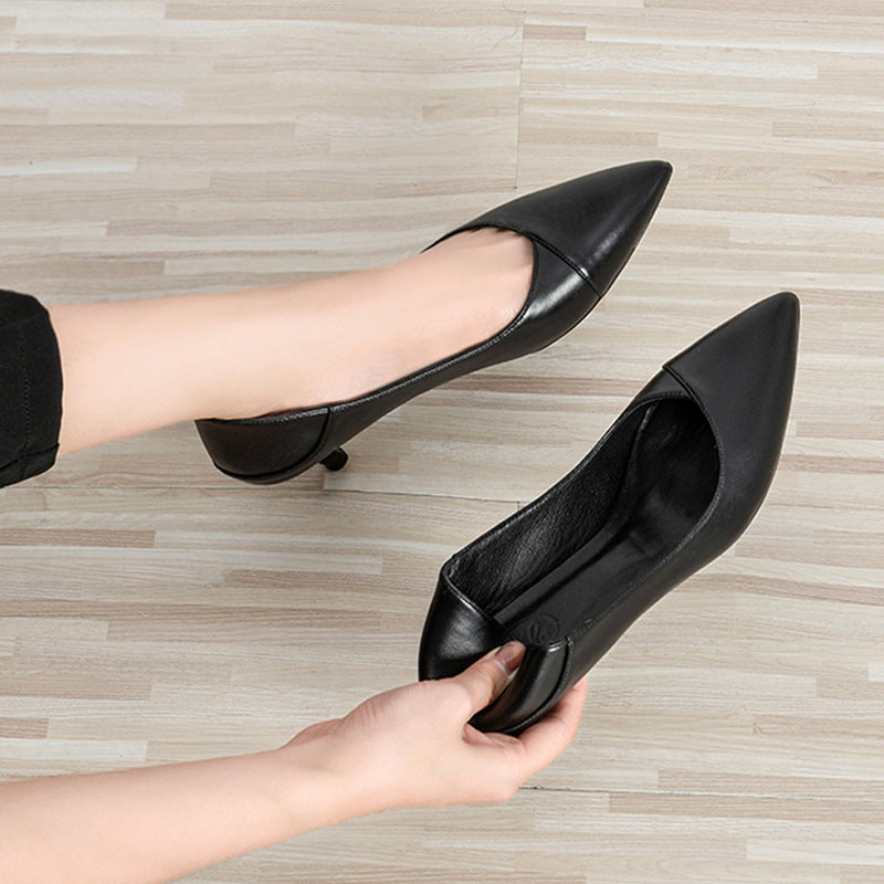 Elegant Black Sheepskin Heels by Sophie Laurie