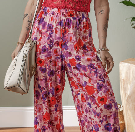Vibrant Floral High Waist Pants by Sophie Laurie