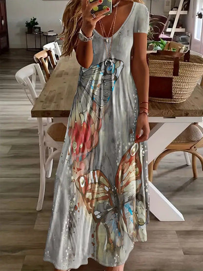 Bohemian Butterfly Print Sophie Laurie Maxi Dress