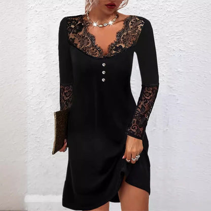 Elegant Lace V-Neck Dress by Sophie Laurie