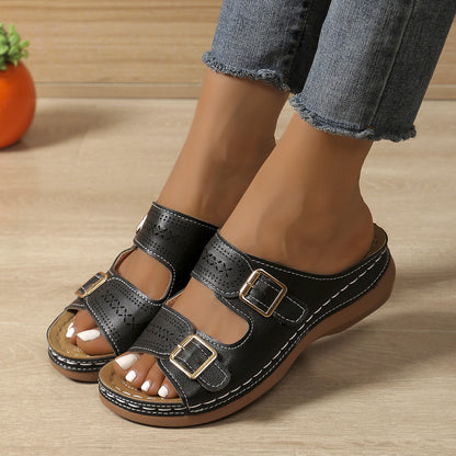 Retro Buckle Platform Sandals Sophie Laurie