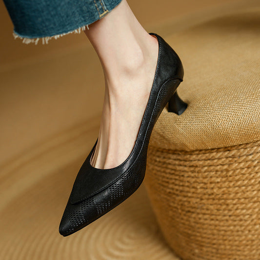 Elegant Leather Pointed Heels by Sophie Laurie