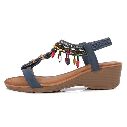 Chic Rhinestone Wedge Sandals by Sophie Laurie