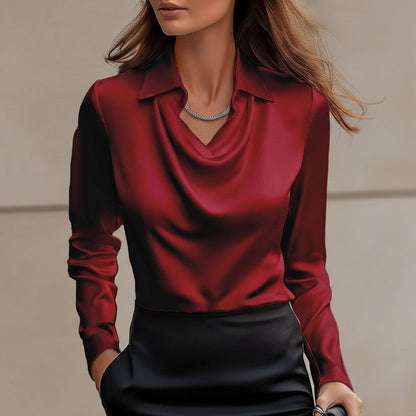 Elegant Satin Swing Collar Top by Sophie Laurie