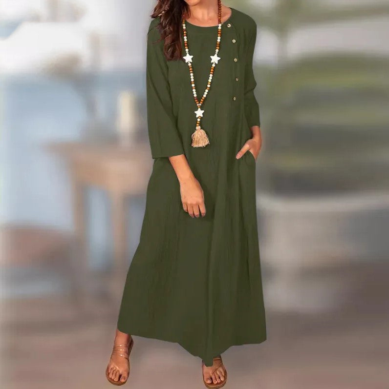 Vintage Linen Long Sleeve Dress by Sophie Laurie