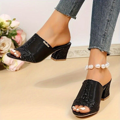 Sparkling Chunky Heel Sophie Laurie Plus Sandals