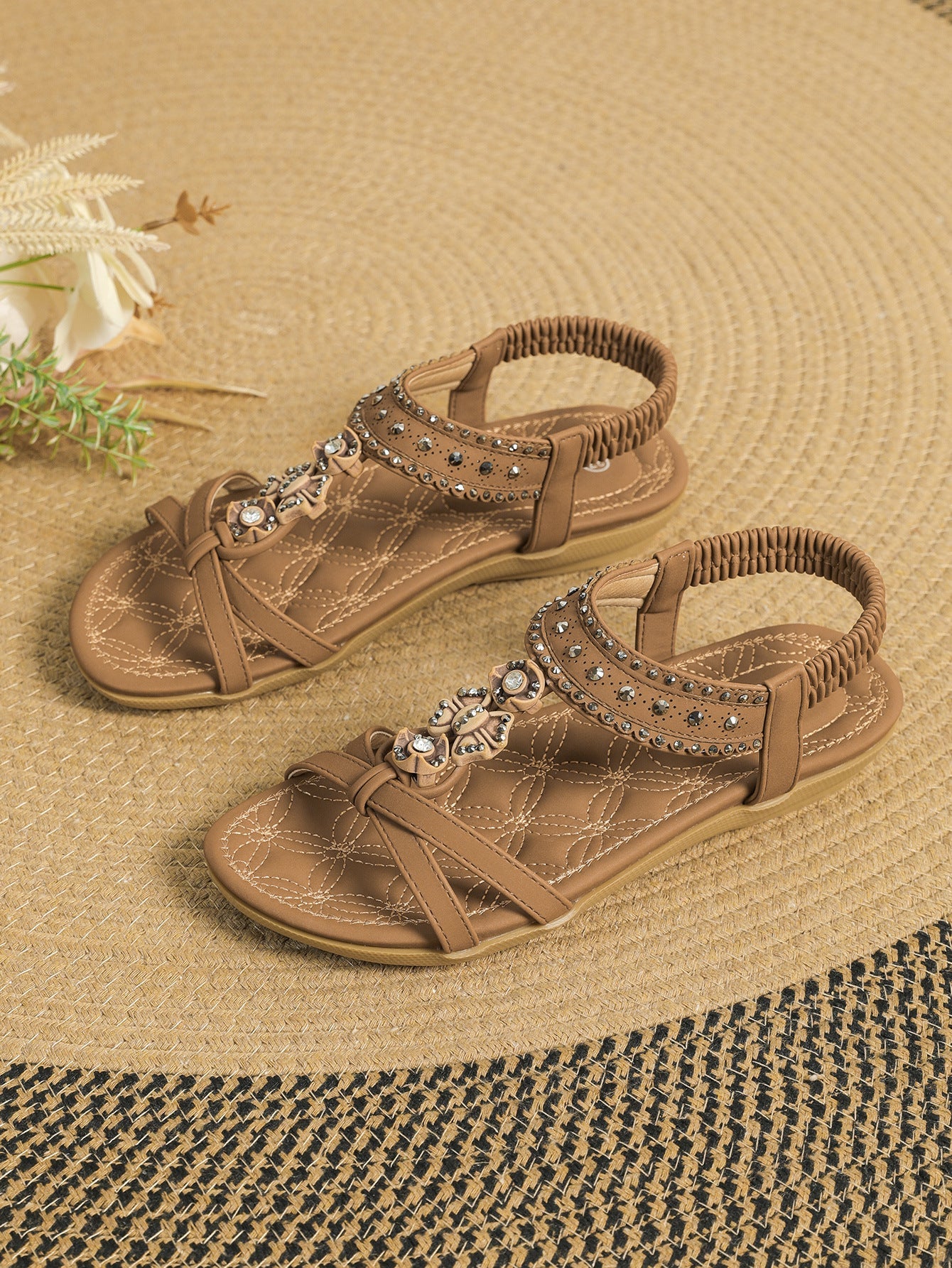 Chic Diamond Flat Sandals by Sophie Laurie