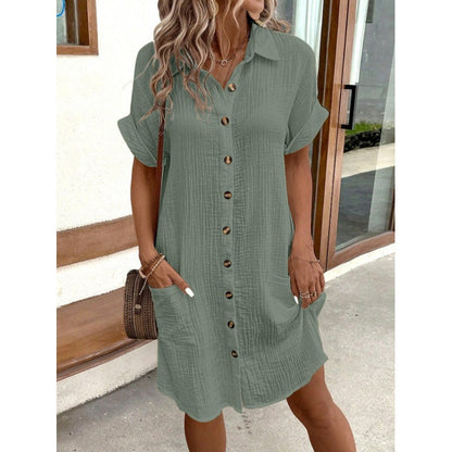 Chic Sophie Laurie Cotton Linen Shirt Dress