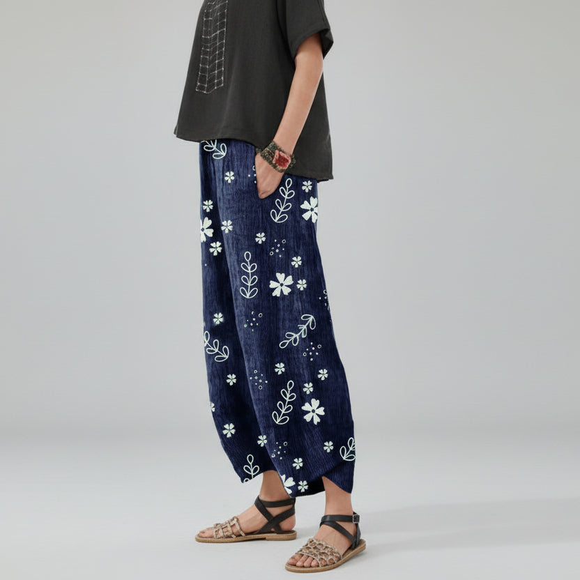 Floral Cotton Wide-Leg Pants by Sophie Laurie