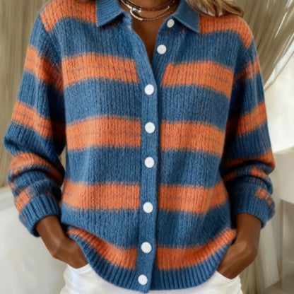 Cozy Stripe Cardigan Blouse by Sophie Laurie