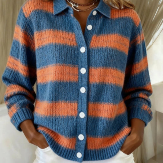 Cozy Stripe Cardigan Blouse by Sophie Laurie
