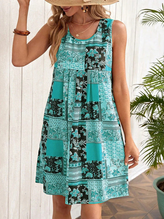 Printed A-Line Sleeveless Dress by Sophie Laurie