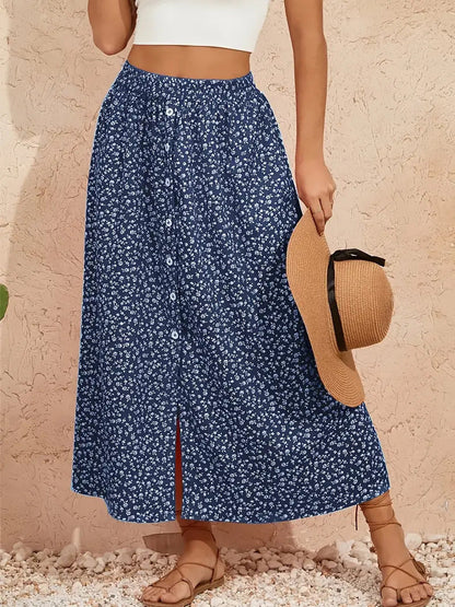 Pastoral Floral A-Line Skirt by Sophie Laurie