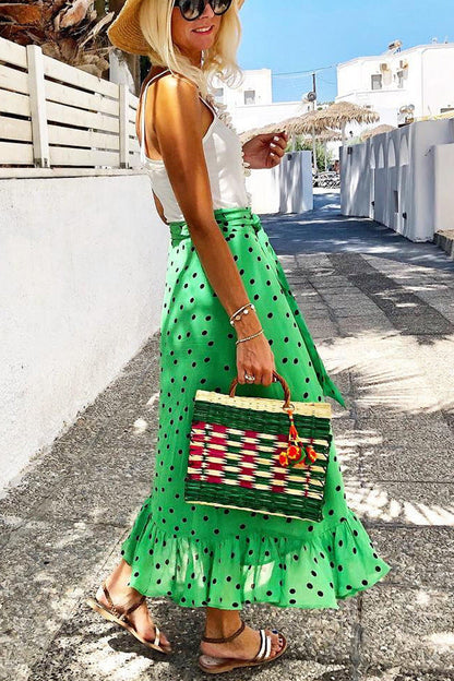 Ruffled Green Polka Dot Skirt by Sophie Laurie