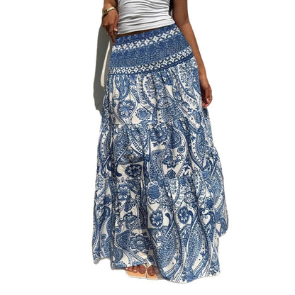 Bohemian Blue Print Sophie Laurie Maxi Skirt