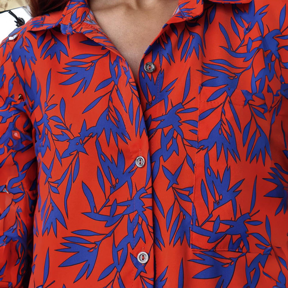 Vibrant Maple Leaf Sophie Laurie Printed Shirt Set