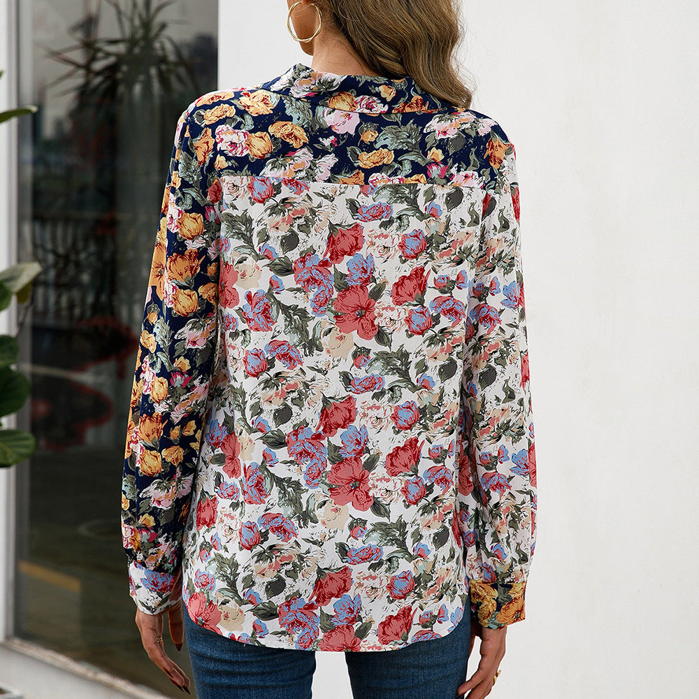 Colorblock Floral Sophie Laurie Everyday Shirt Top