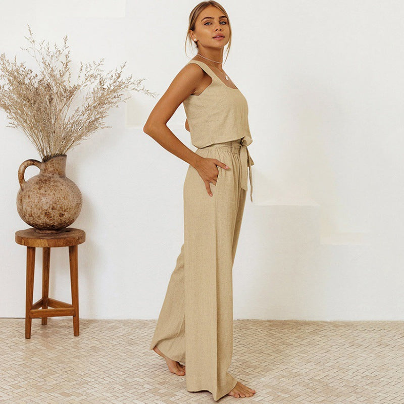 Relaxed Cotton Linen Vest Set by Sophie Laurie
