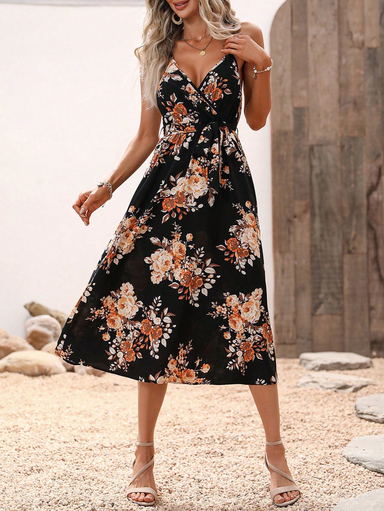 Floral Printed Sophie Laurie Summer Midi Dress
