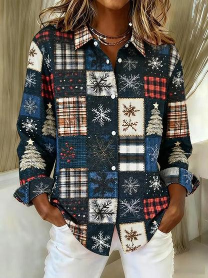 Plaid Colorblock Sophie Laurie Long Sleeve Blouse